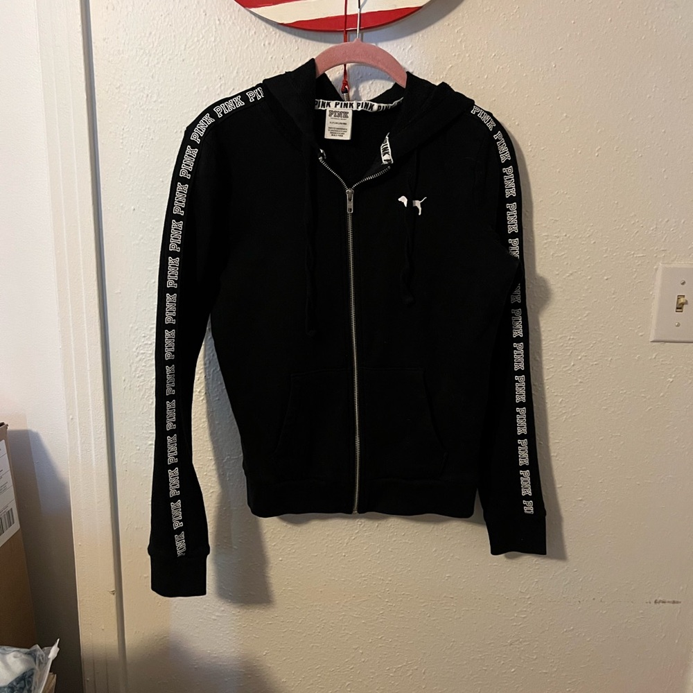 PINK Victoria's Secret Black Zip-Up Hoodie